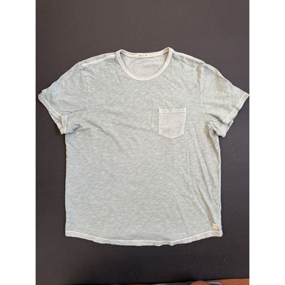 Marine Layer Mens XL Light Turquoise Short Sleeve Cotton Pocket T-Shirt Coastal